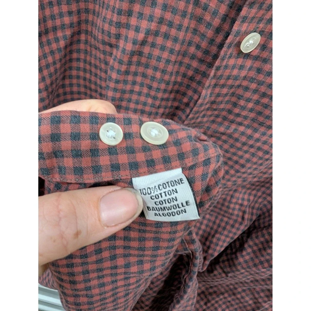 Culturata Italy Tailored Fit Button Down Shirt Lightweight Check Cotton- XL